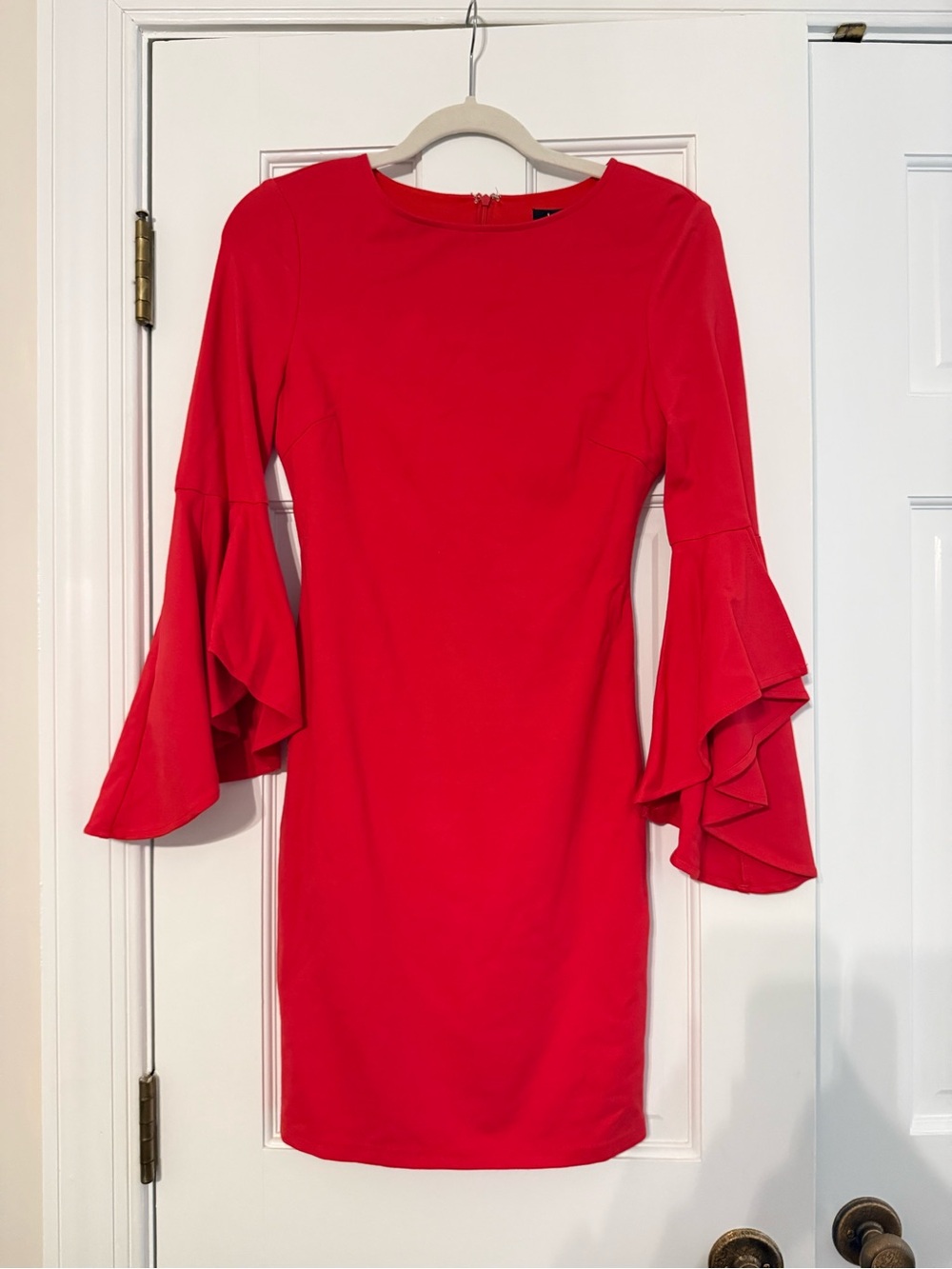 Lulu's Red Ruffle Bell-Sleeve Sheath Dress